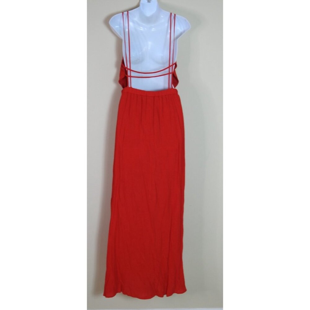 Lulus Lost In Paradise Red Maxi Dress Strappy Open Back Side Slit Sz S Sexy - Picture 6 of 7